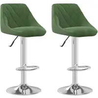 vidaXL Tabouret de bar 2 pcs. Vert foncé velours