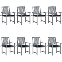 vidaXL 3078229, Terrasse, siège rembourré, Bois d'acacia, Noir, Polyester, 610 mm