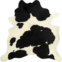 vidaXL Tapis en peau de vache véritable Noir et blanc 150 x 170 cm