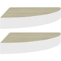 vidaXL Étagères d'angle murales 2 pcs Chêne et blanc 35x35x3,8 cm MDF