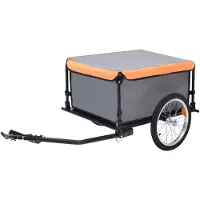 vidaXL Remorque pour vélo Gris et orange 65 kg