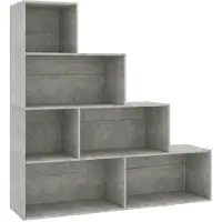 vidaXL Bibliothèque/Séparateur de pièce Gris béton Bois d'ingénierie