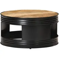 vidaXL Table basse noire 68x68x36 cm Bois massif de manguier rugueux