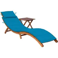 vidaXL Set de bain de soleil, table et coussin en bleu