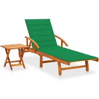 vidaXL Bain de soleil avec table et support en bois massif d'acacia