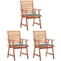 vidaXL Chaises de jardin 3 pièces avec coussins en bois massif d'acacia