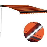 vidaXL Store manuel rétractable LED 350x250 cm Orange & Marron
