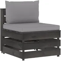 vidaXL Canapé central modulaire avec coussins Gris Bois imprégné