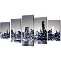 vidaXL Set de toiles murales imprimées Horizon de New York monochrome