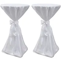 vidaXL Housse de table blanche avec ruban 60 cm 2 pièces