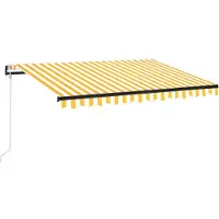 vidaXL Store automatique avec LED & capteur de vent 350x250 cm Jaune/Blanc