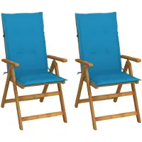 vidaXL Chaises longues de jardin 2 pcs. avec coussins acacia massif