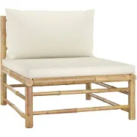 vidaXL Canapé de jardin central avec coussins Blanc crème Bambou