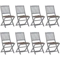 vidaXL Klappbare Gartenstühle 8 Stk. mit Kissen Massivholz Akazie