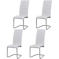 vidaXL Chaise cantilever 4 pcs. Blanc Similicuir