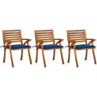 vidaXL Chaises de jardin avec coussins 3 pcs. Bois massif acacia