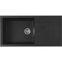 Stradour Evier construit en CUBE, en SMC BLACK STRAW - 06, 1 plateau, dimensions 100 * 50 cm, vidage manuel