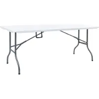 vidaXL Table de jardin pliante en PEHD 180 x 72 x 72 cm en blanc