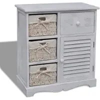 vidaXL Commode avec 3 paniers Blanc
