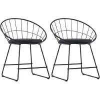 vidaXL Chaise de salle à manger 2 pcs. noir similicuir acier