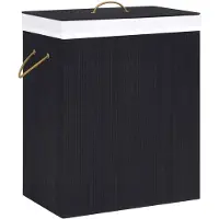 vidaXL Panier à linge avec 2 sections bambou noir 100 L