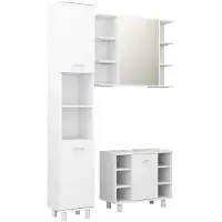 vidaXL Ensemble de meubles de salle de bain 3 pièces blanc panneau de particules