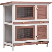 vidaXL Clapier à lapins 4 portes Marron Bois