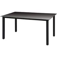vidaXL Table à manger de jardin verre aluminium 150 x 90 x 74 cm noir