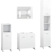 vidaXL Ensemble de meubles de salle de bain 4 pièces blanc panneau de particules