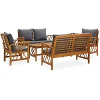 vidaXL Ensemble de salon de jardin 5 pièces avec coussins en bois massif d'acacia
