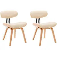 vidaXL Chaise de salle à manger 2 pcs. Crème bois courbé et similicuir