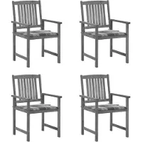 vidaXL Chaises de jardin avec coussins 4 pcs. Gris Bois massif Acacia
