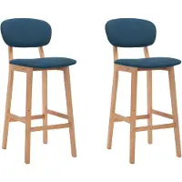 vidaXL Tabouret de bar 2 pcs. Tissu bleu