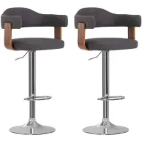 vidaXL 2 pcs. Tabouret de bar bois courbé et tissu gris foncé