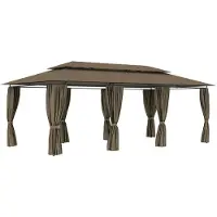 vidaXL Pavillon avec rideaux 600x298x270 cm Taupe 180 g/m