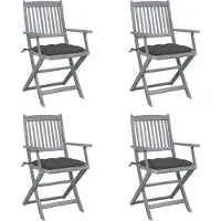 vidaXL Chaises de jardin pliantes 4 pièces avec coussins en bois massif d'acacia