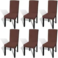 vidaXL Housse de chaise droite extensible 6 pcs marron