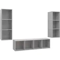 vidaXL Ensemble de 3 meubles TV en bois gris béton