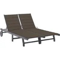 vidaXL Bain de soleil 2 personnes avec support Gris acacia massif