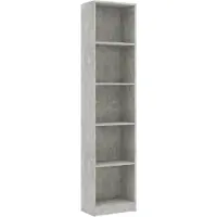 vidaXL Bibliothèque à 5 niveaux Gris béton 40x24x175cm Bois ingénierie