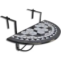 vidaXL Table suspendue pour balcon Mosaïque noir et blanc
