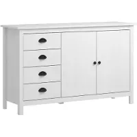 vidaXL Sideboard Hill Blanc 130x40x80 cm Pin massif