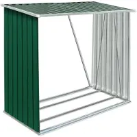vidaXL Abri de stockage de bois Acier galvanisé 163x83x154 cm Vert