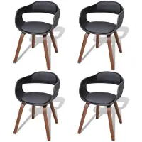 vidaXL Chaises de salle à manger 4 pcs. noir bois courbé et similicuir
