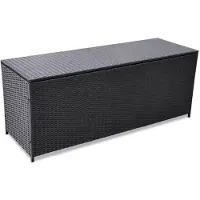vidaXL Coffre de rangement Garden Noir 150x50x60 cm Poly Rotin