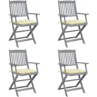 vidaXL Chaises de jardin pliantes 4 pièces avec coussins en bois massif d'acacia
