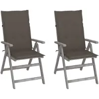 vidaXL Chaises de jardin réglables 2 pcs. avec coussins en bois massif d'acacia
