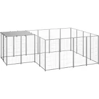 vidaXL Chenil Argenté 6,05 m² Acier