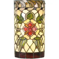 Clayre & Eef Applique murale Tiffany 20x11x36 cm Vert Rouge Verre Rose