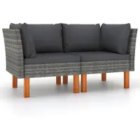 vidaXL Canapé d'angle 2 pcs. Poly rotin et bois massif d'eucalyptus